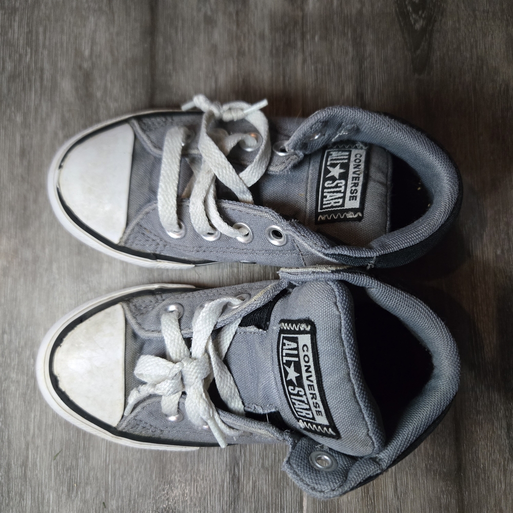CONVERSE All Star Canvas Lace Up Mid Top Sneakers Gray, Kid's Youth‎ Size 11